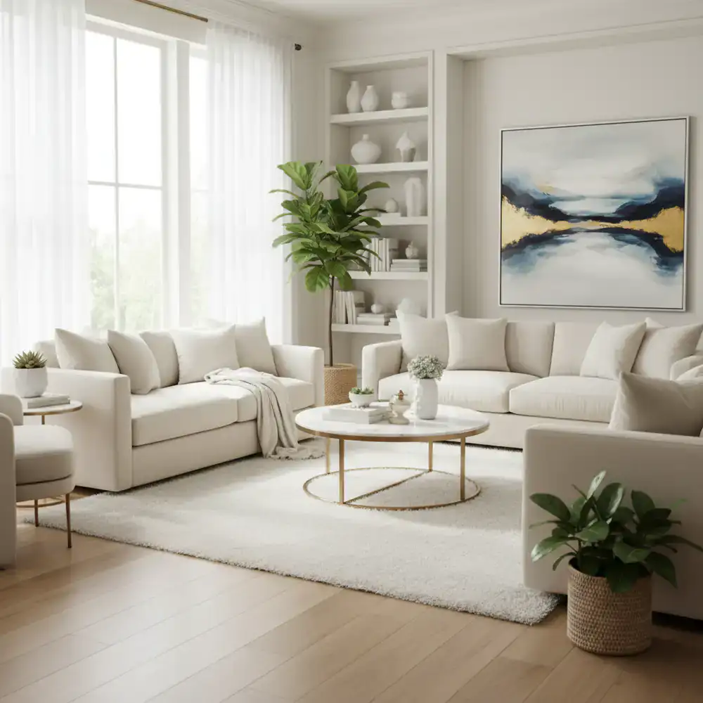 Immaculate living room cleaned by PrimeClean